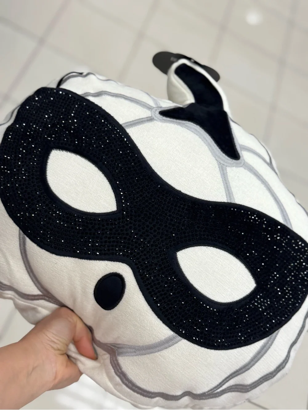 Black Mask Accent Pillow - Decorative Face Mask Design